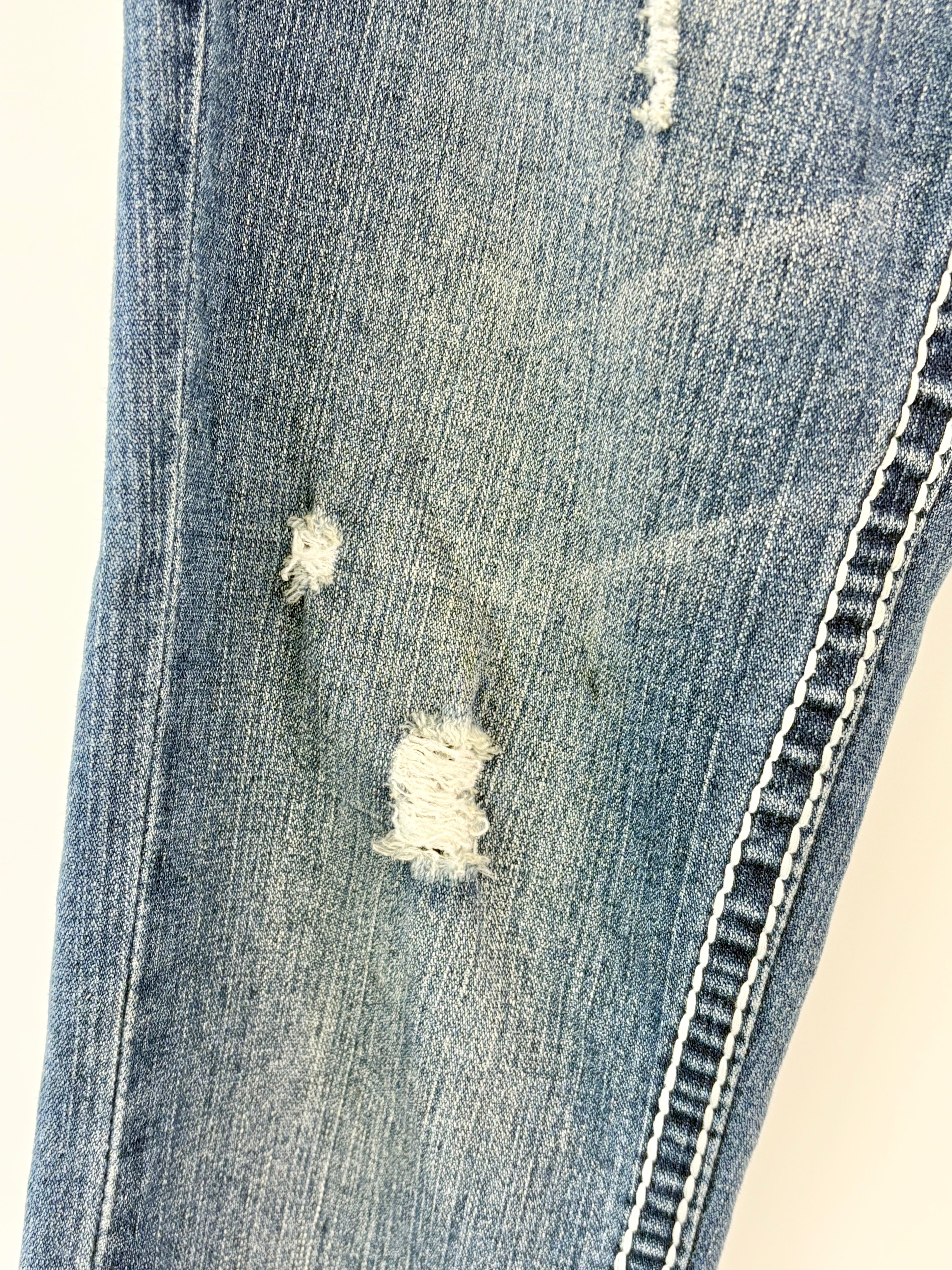 True Religion Dark Blue Distressed Skinny-Fit Jeans - W29