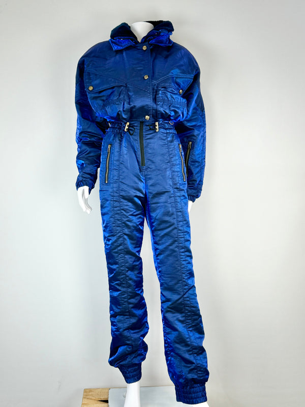 Vintage Nils Skiwear Metallic Electric Blue Skisuit - AU8