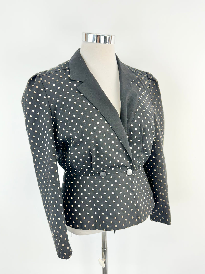 Vintage Mrs Smith Black & Beige Dotted Jacket - AU10