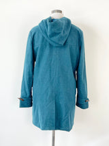 Lee Mathews Teal Wool Blend Hooded Coat - AU14