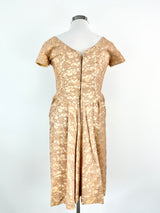 Vintage 50s Normal Original Dusty Peach Chantilly Lace Dress - AU10/12