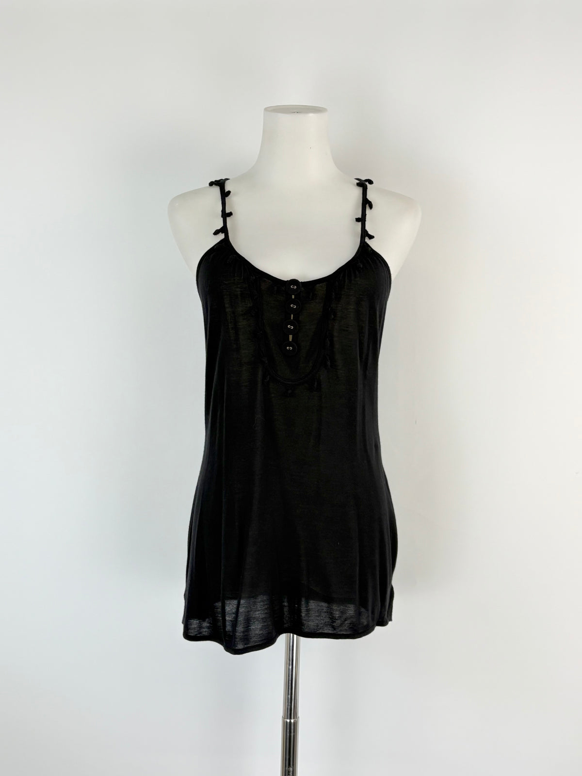 See By Chloé Black Button-Detail Camisole - AU10