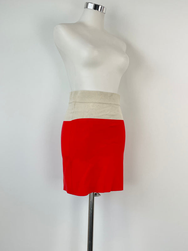 Armani Exchange Two-Tone Red & Beige Mini Skirt - AU8/10