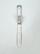 D&G White Leather 'DG' Crystal Embellished Watch
