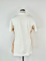 Marni White and Peach Cotton & Silk Panel T-Shirt - AU12