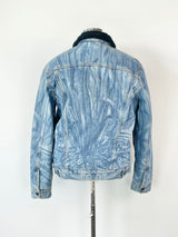 Levi's Washed Blue Faux Fur Lined Denim Jacket - L