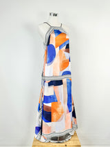 Acler Orange & Blue Abstract Pattern Halter Neck Maxi Dress - AU6