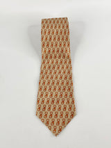 Gucci Gold & Orange Pattern Silk Tie