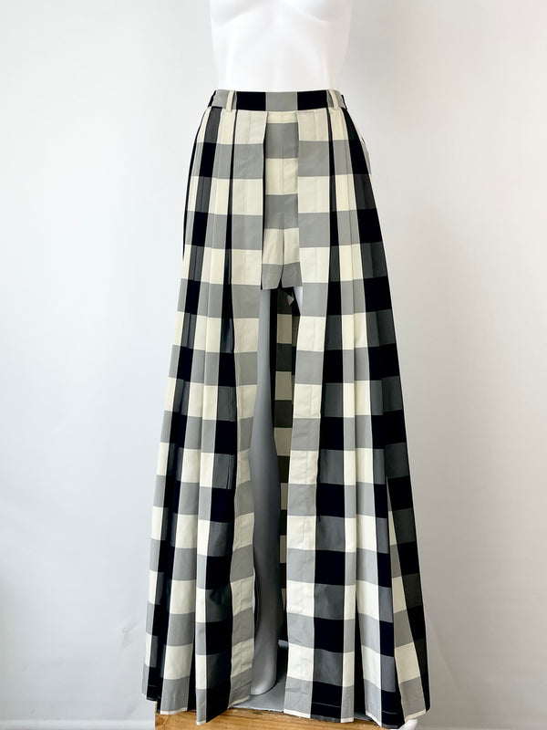 Sass & Bide Black & White Check Tafeeta 'It's a Jungle Out There' Shorts - AU6