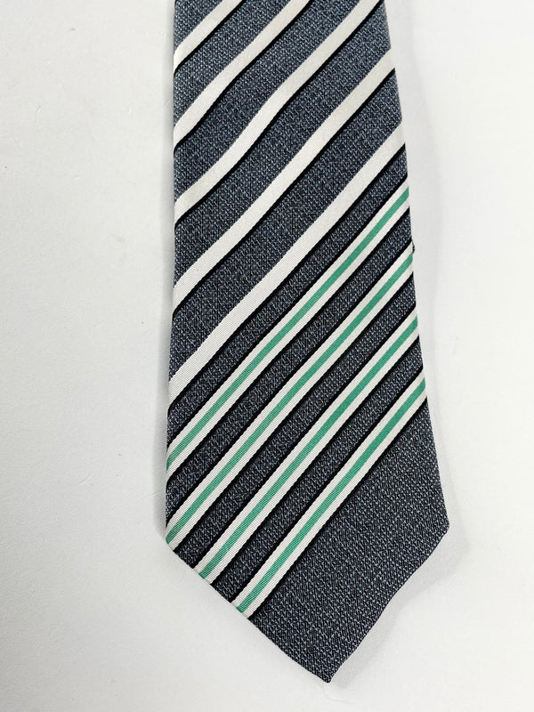 Kenzo Stone Blue Striped Silk Tie