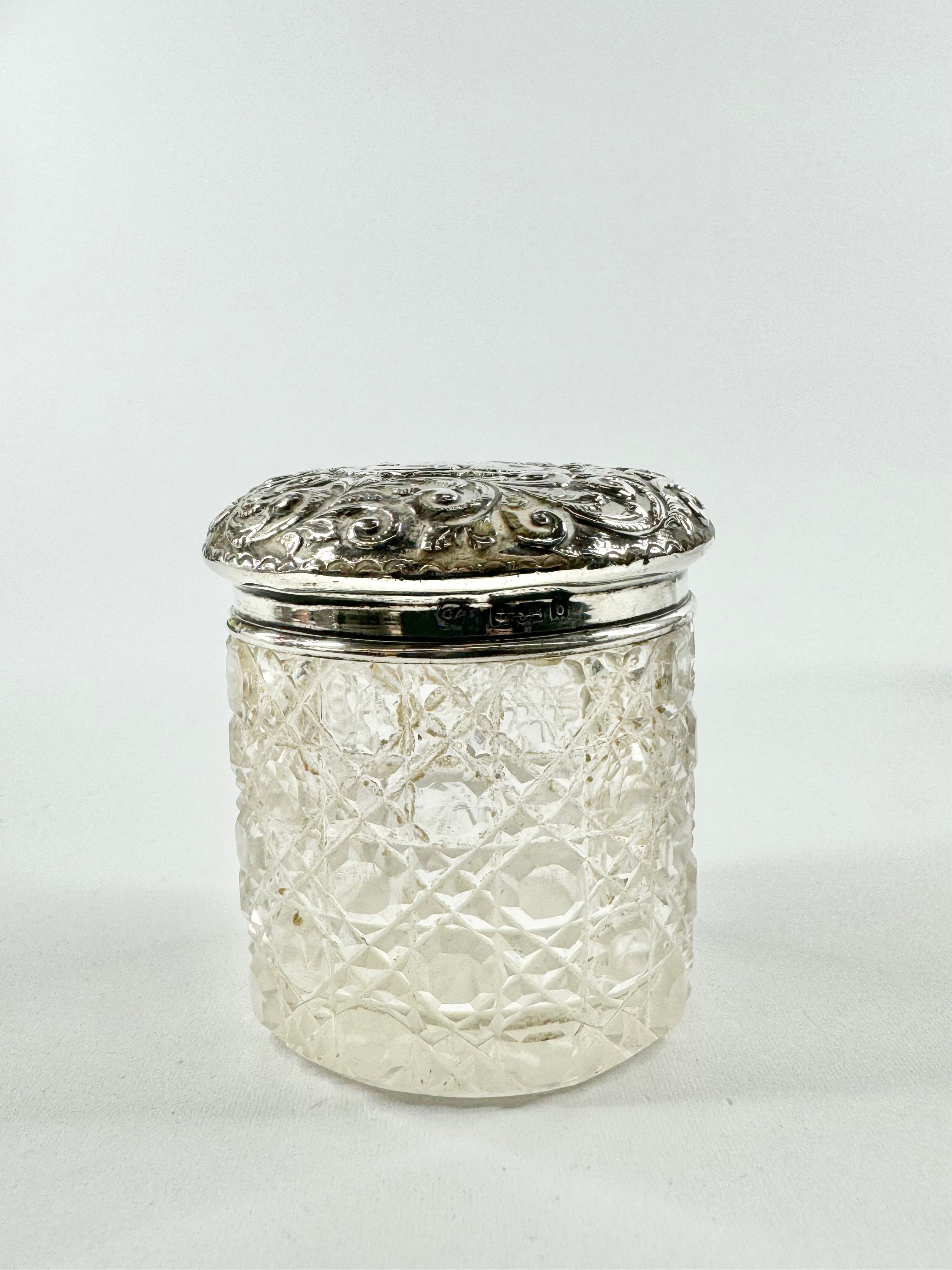 Antique Sterling Silver & Glass Condiments Set