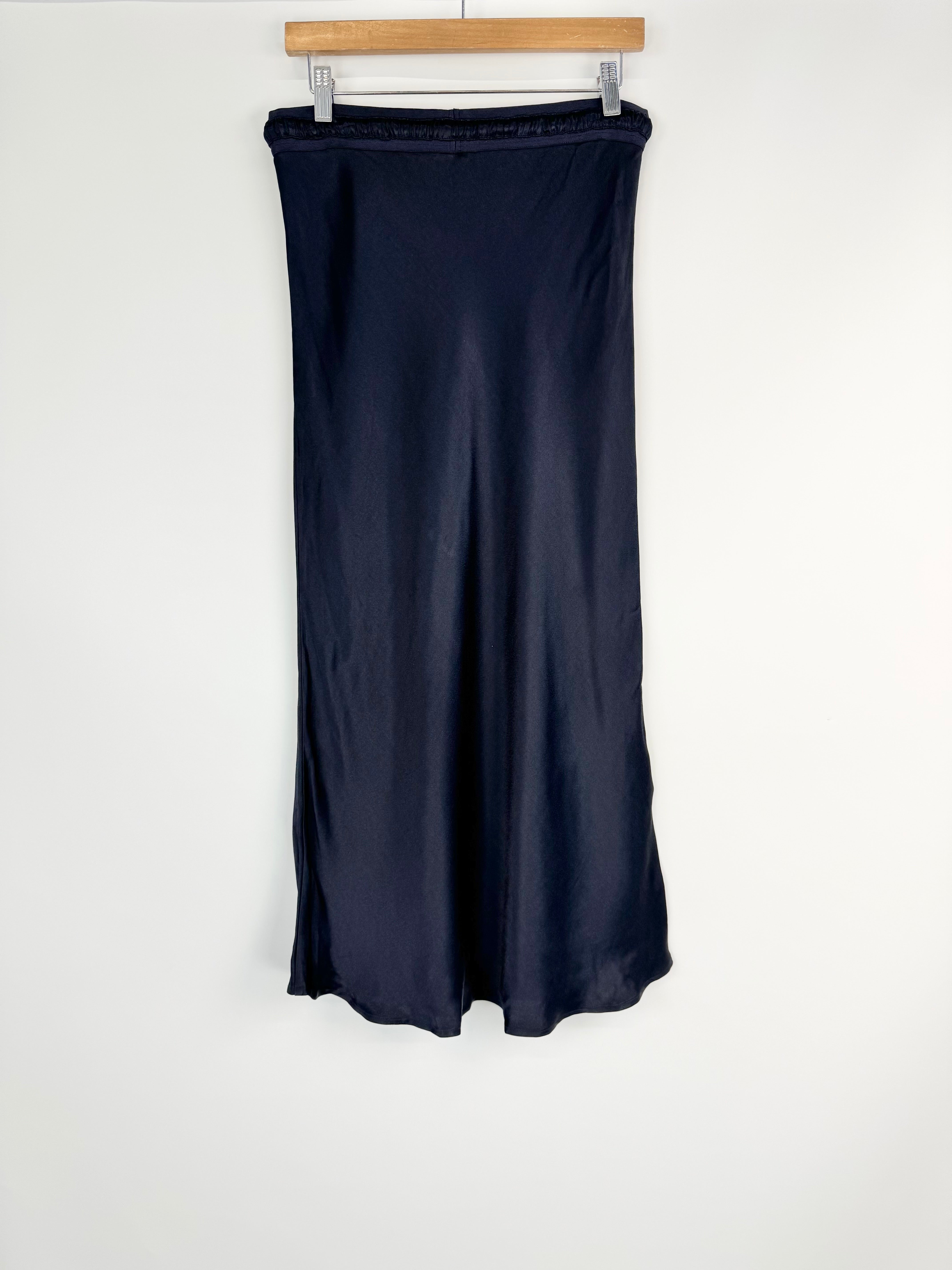 Flannel Midnight Blue Satin Slip Skirt - AU10