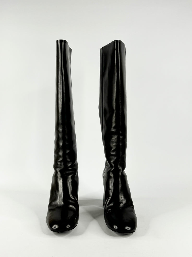 Premiata Black Heeled Knee High Boots - EU39