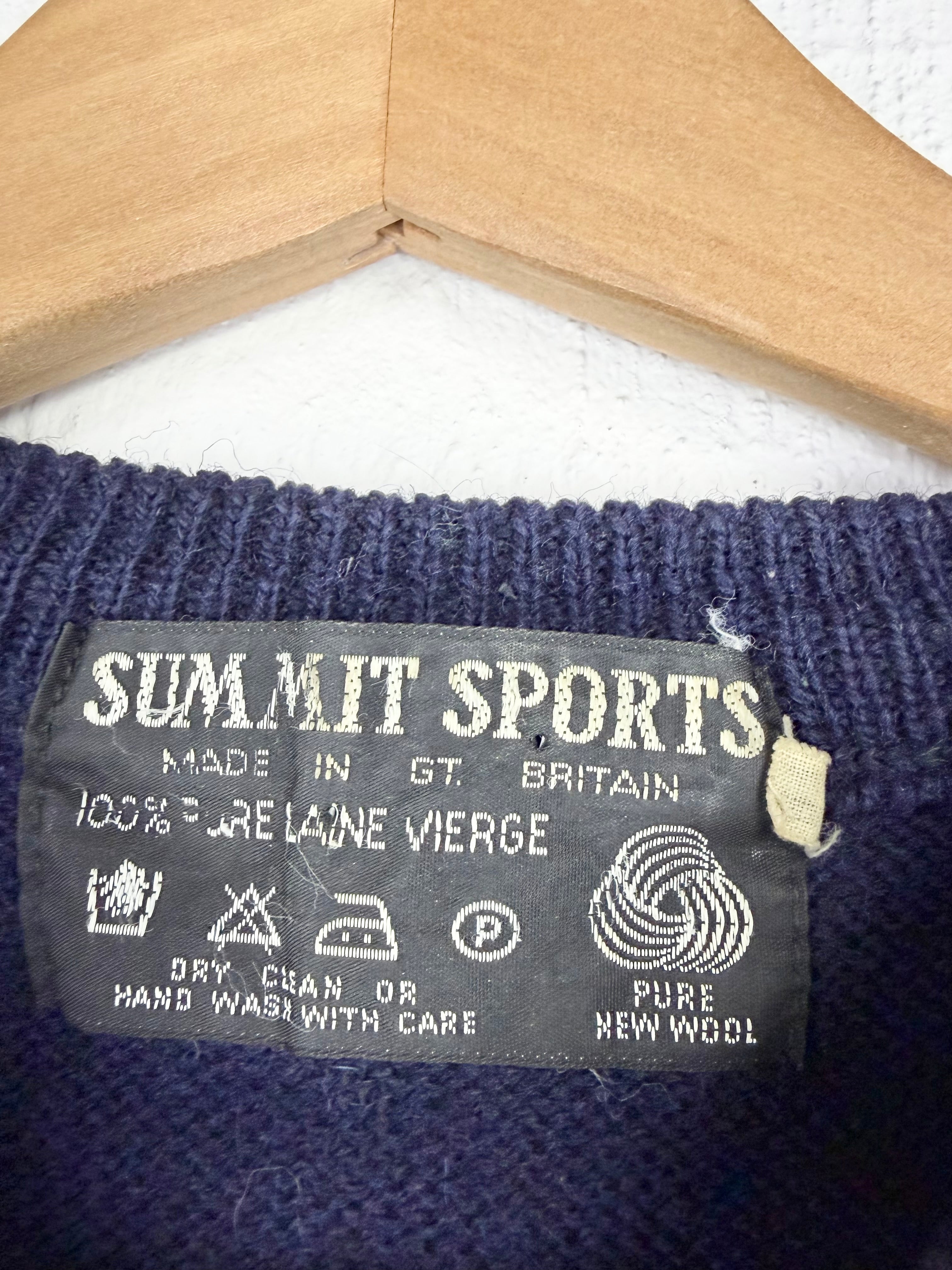 Vintage Summit Sports Midnight Blue Purple & Pink Patterned Wool Pullover - AU10/12