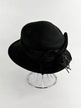 Caterina Lucci Vintage Black Felted Hat