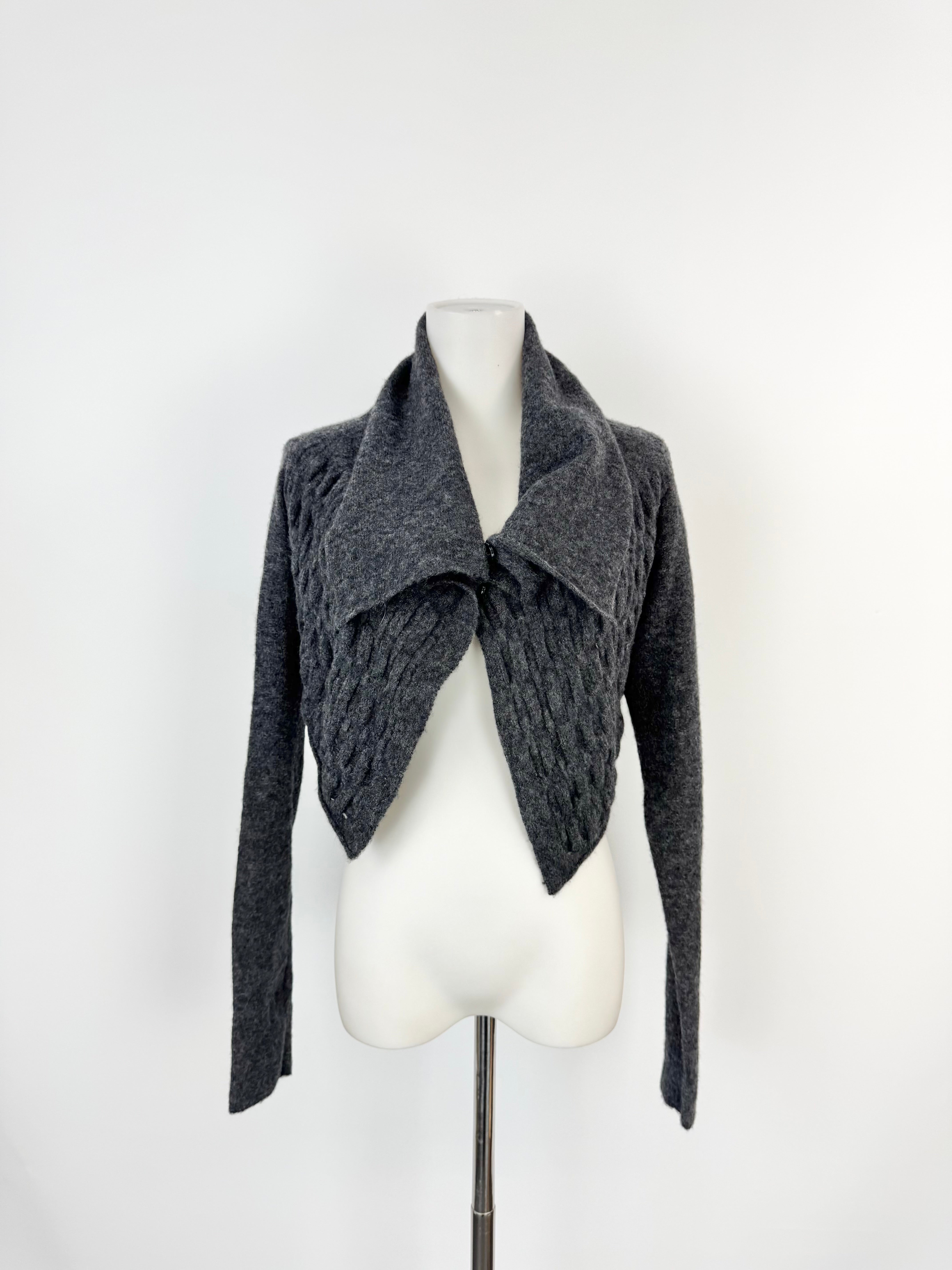 Sarah Pacini Grey Wool Long Sleeve Crop Top NWT - AU6/8