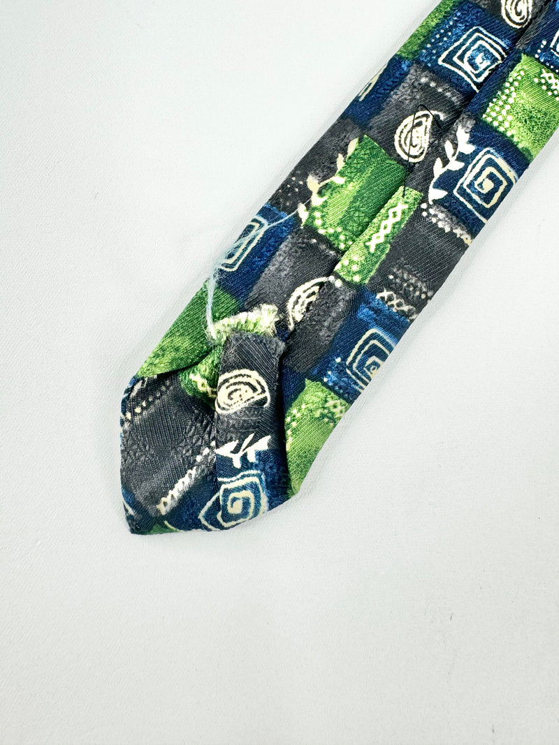 Vintage Pierre Cardin Green & Blue Pattern Tie