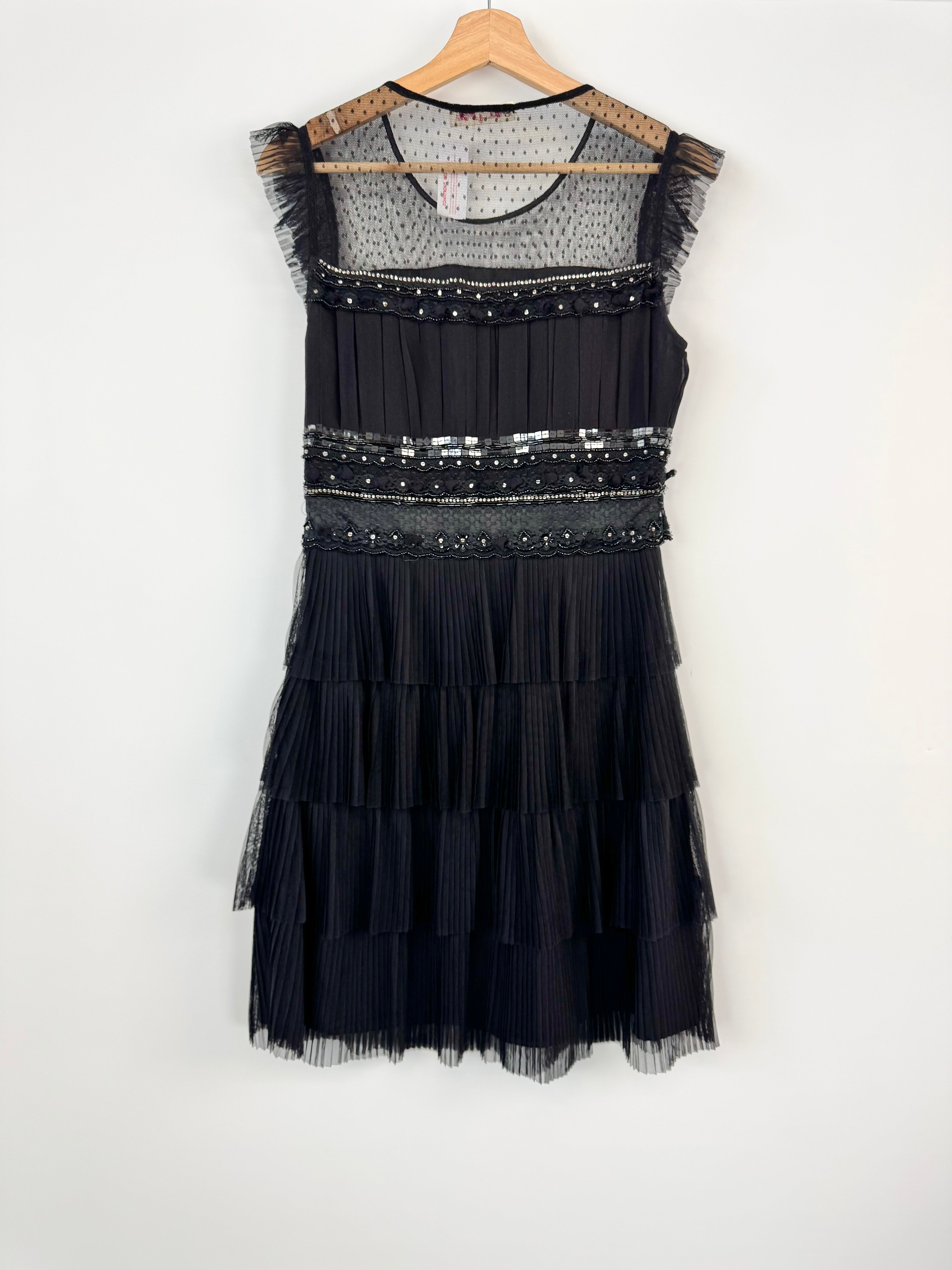 Alannah Hill Black Mesh Layered Cocktail Dress - AU10