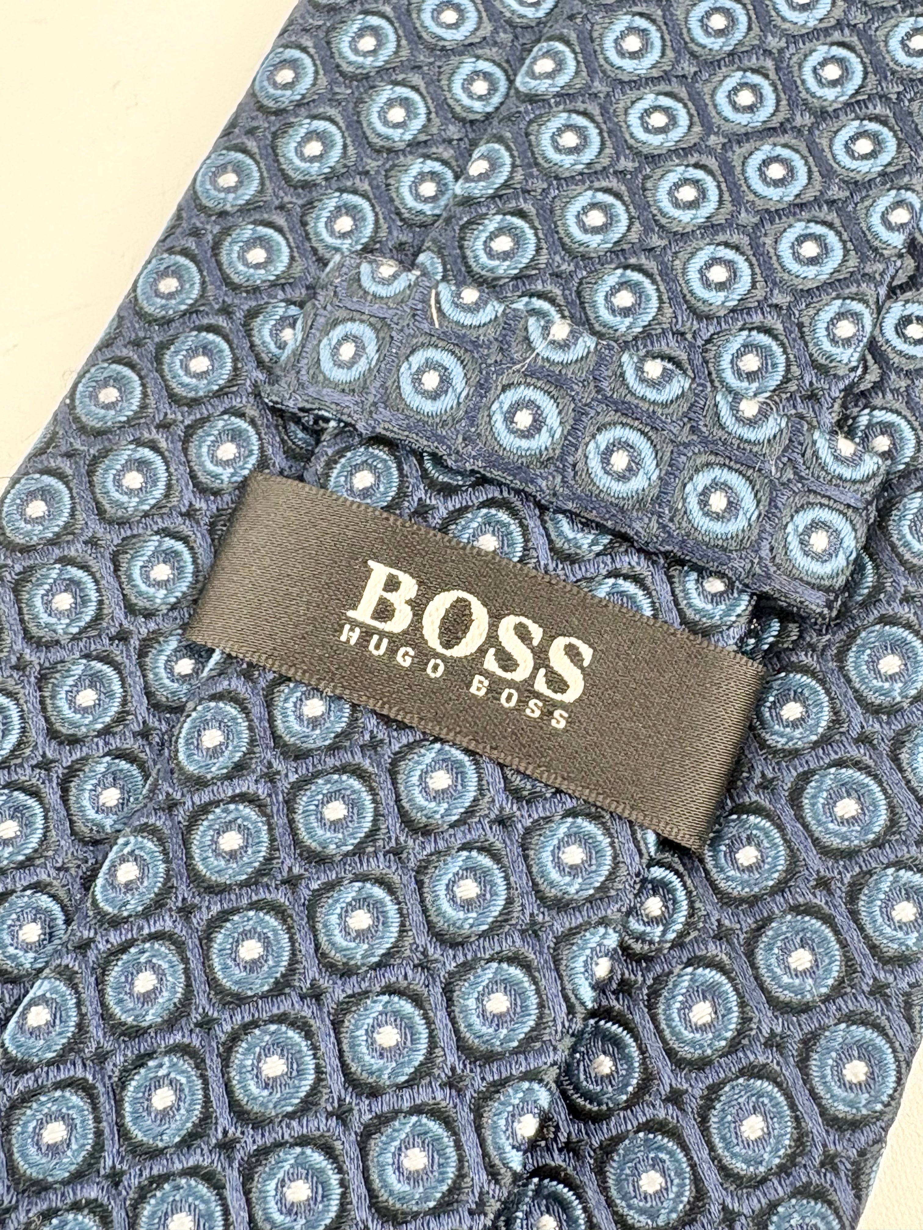 Boss Hugo Boss Navy Blue Silk Target Pattern Tie