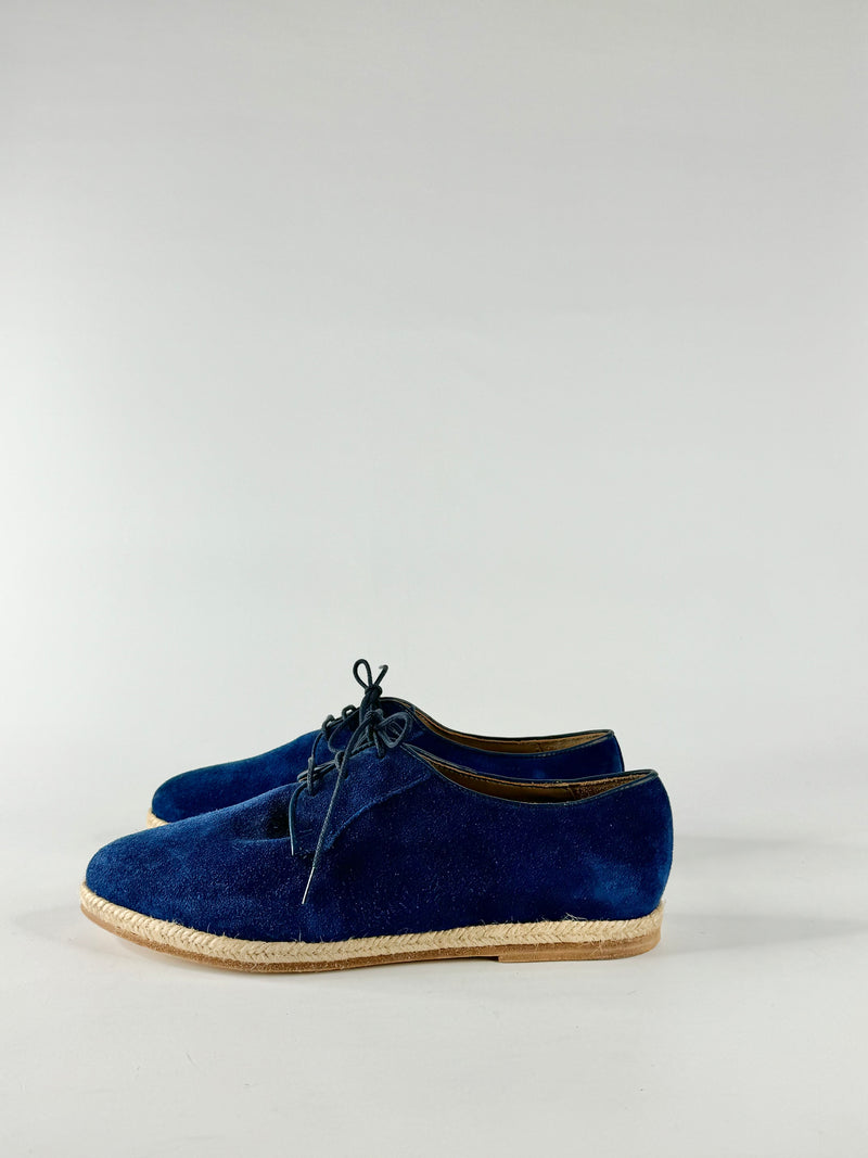 Bobbies Electric Blue Suede Derby Shoes - EU40