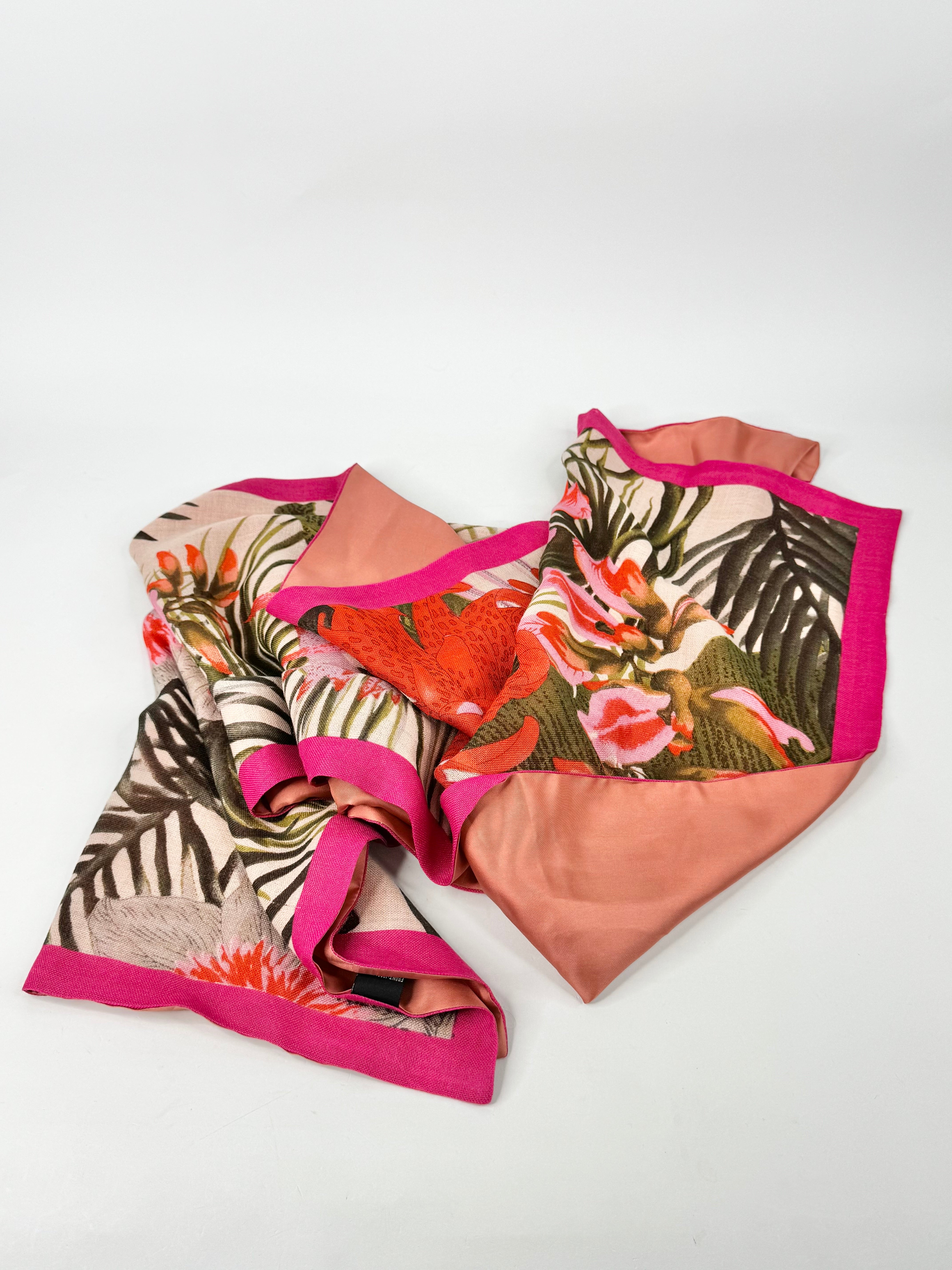 Vintage Kenzo Peach Wool & Silk Floral Scarf