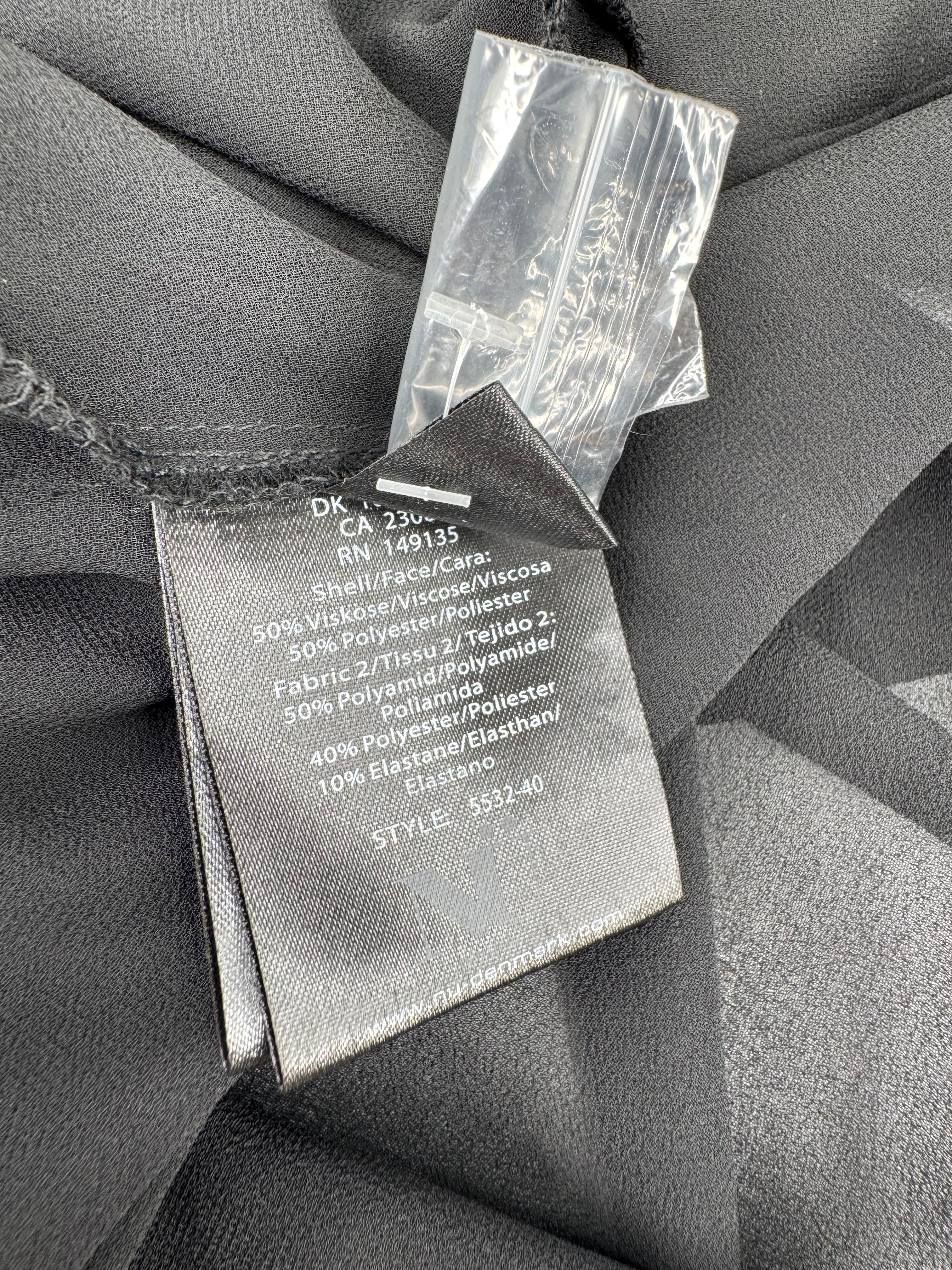 Nu Denmark Black Sheer Faux Suede Embellished Blouse - AU10/12