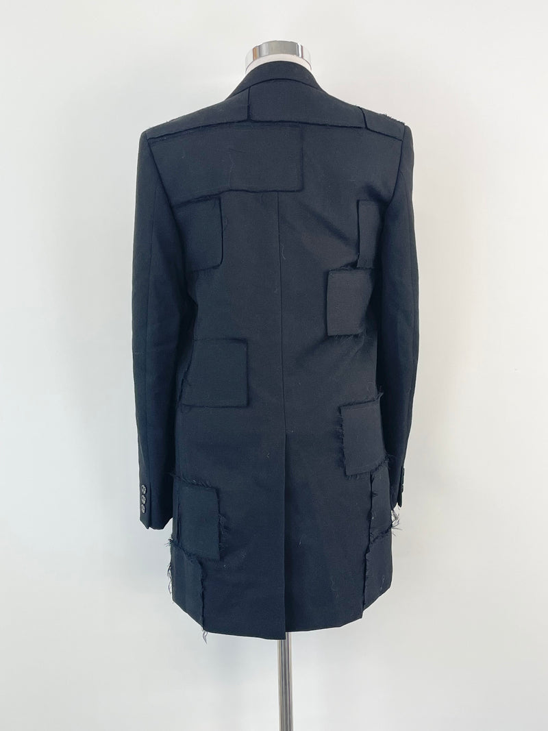 Comme des Garçons Homme Plus Black Wool Patchwork Coat - M