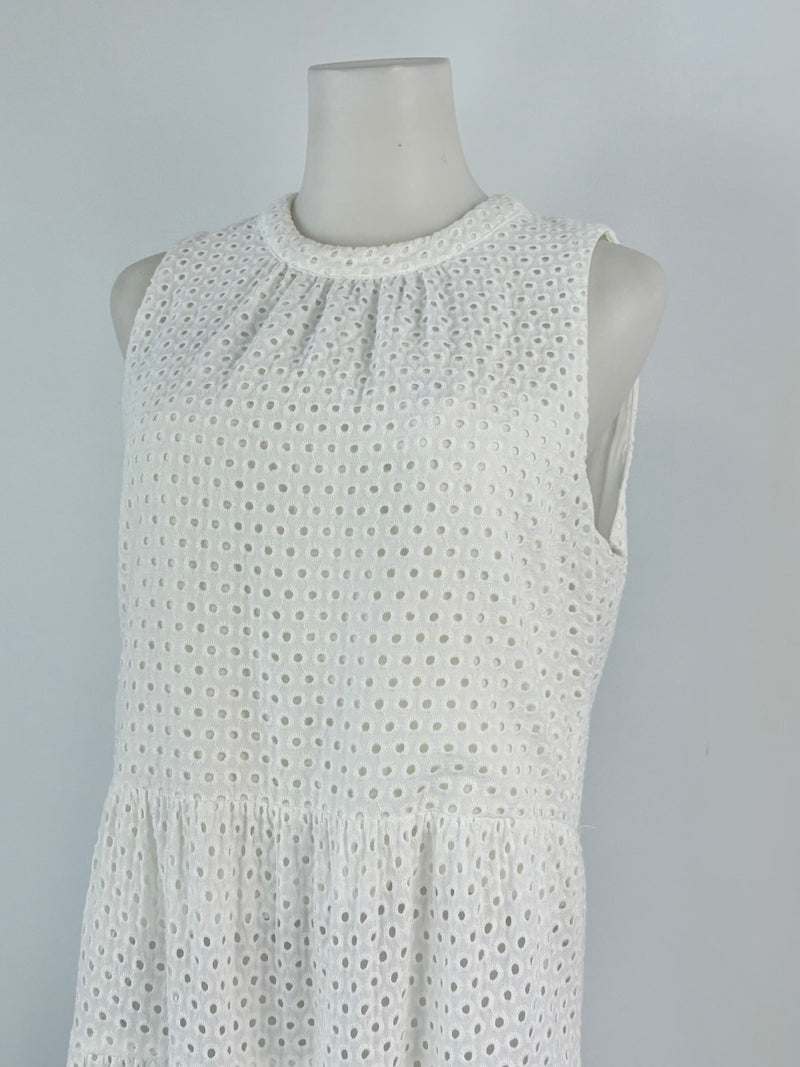 Decjuba White Ring-Pattern Tiered Maxi Dress - AU12