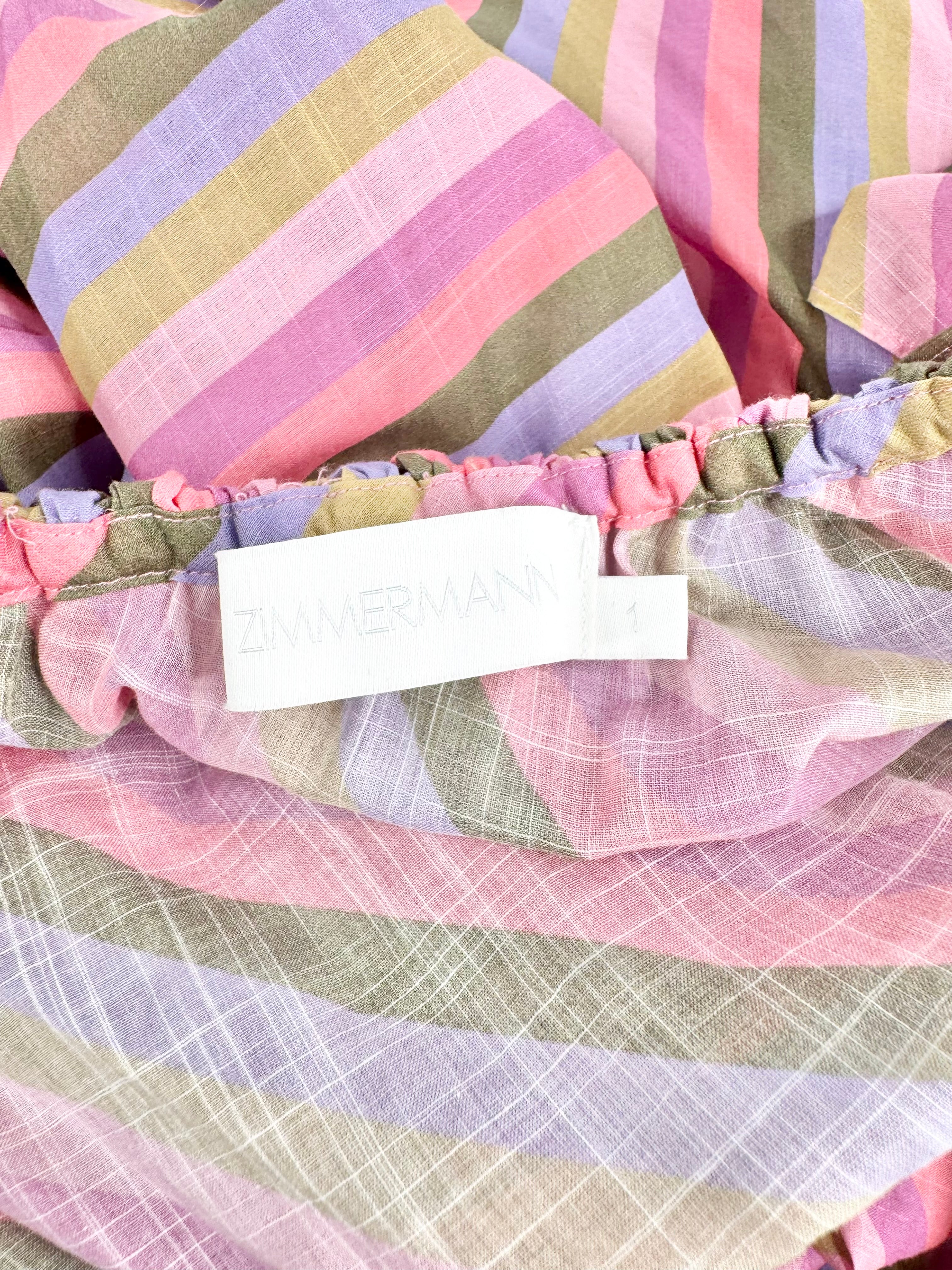 MFW Zimmermann Mauve & Posey Striped Maxi Dress - AU8/10