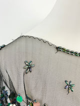 Vicsin Australia Vintage Black Mesh Embellished Mini Cape