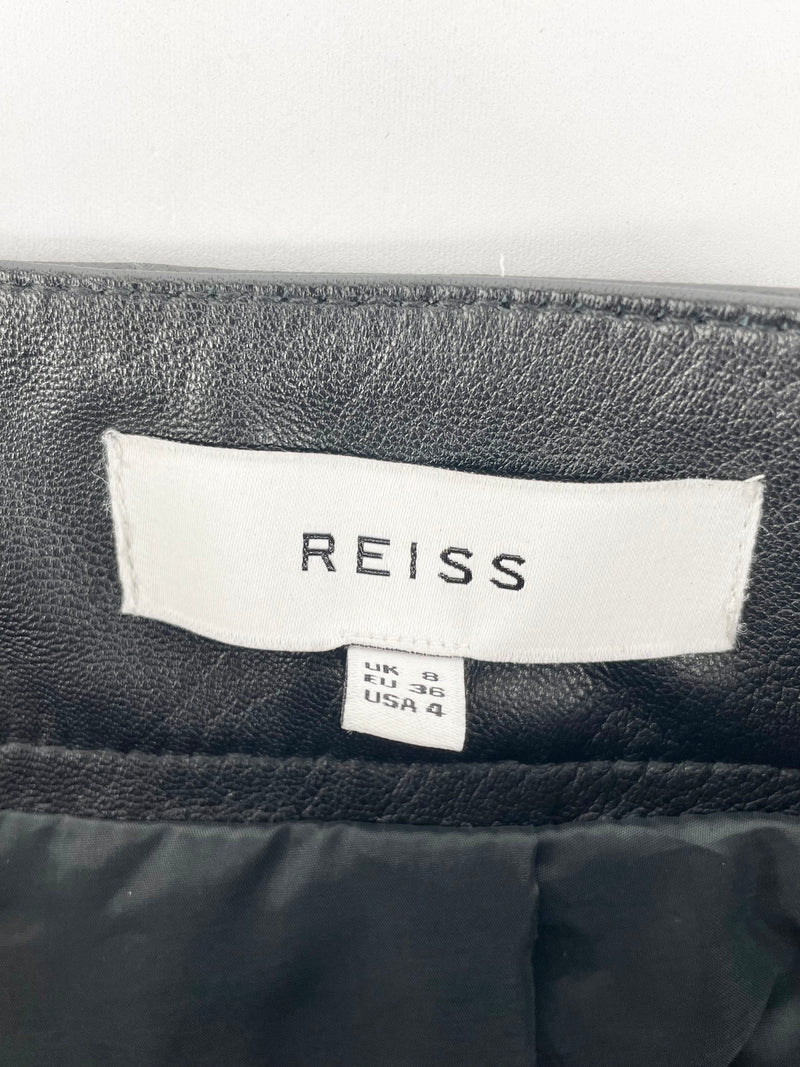 Reiss Black Leather Midi Skirt - AU8