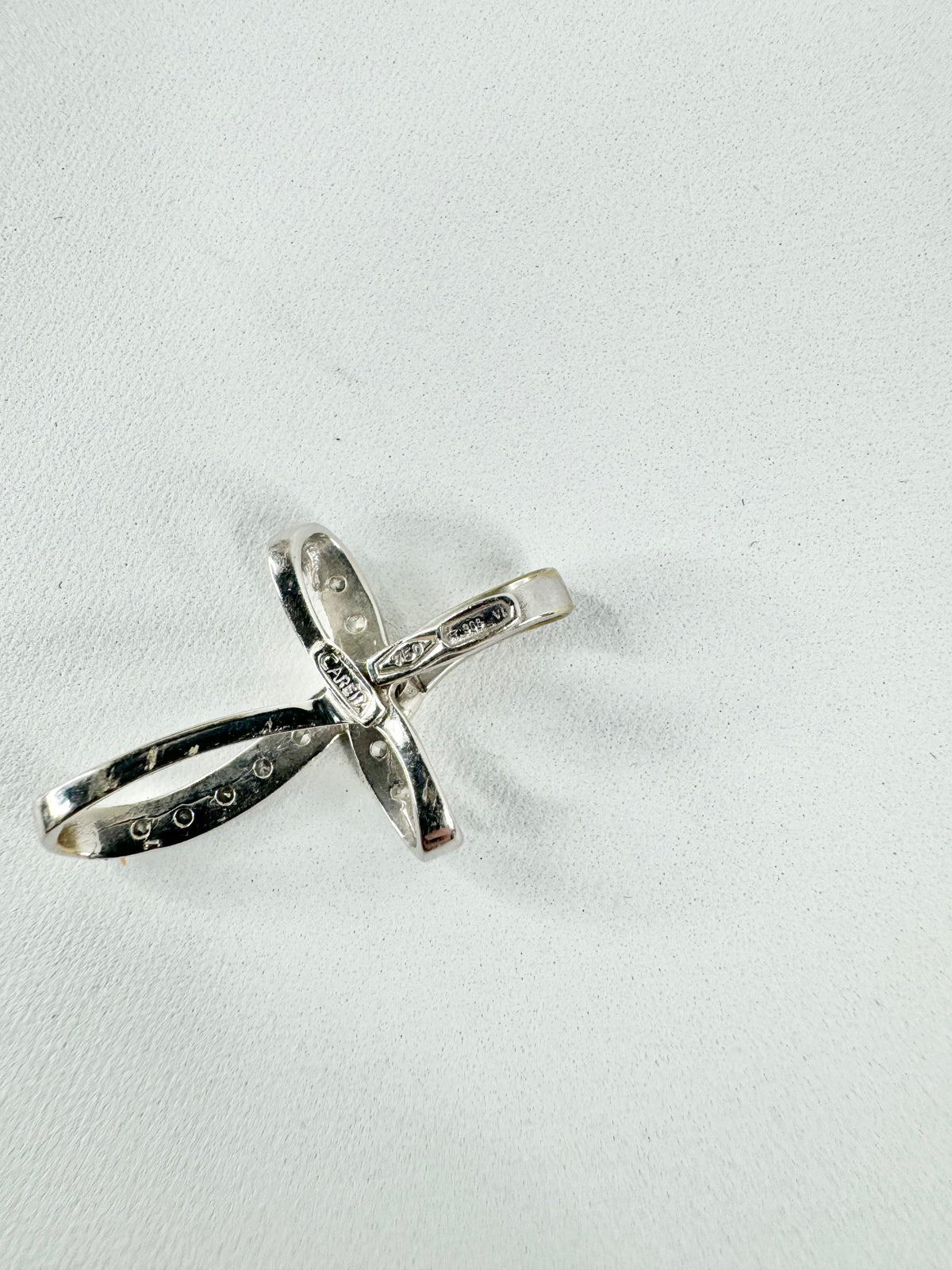 14ct White Gold & Cubic Zirconia Cross Pendant