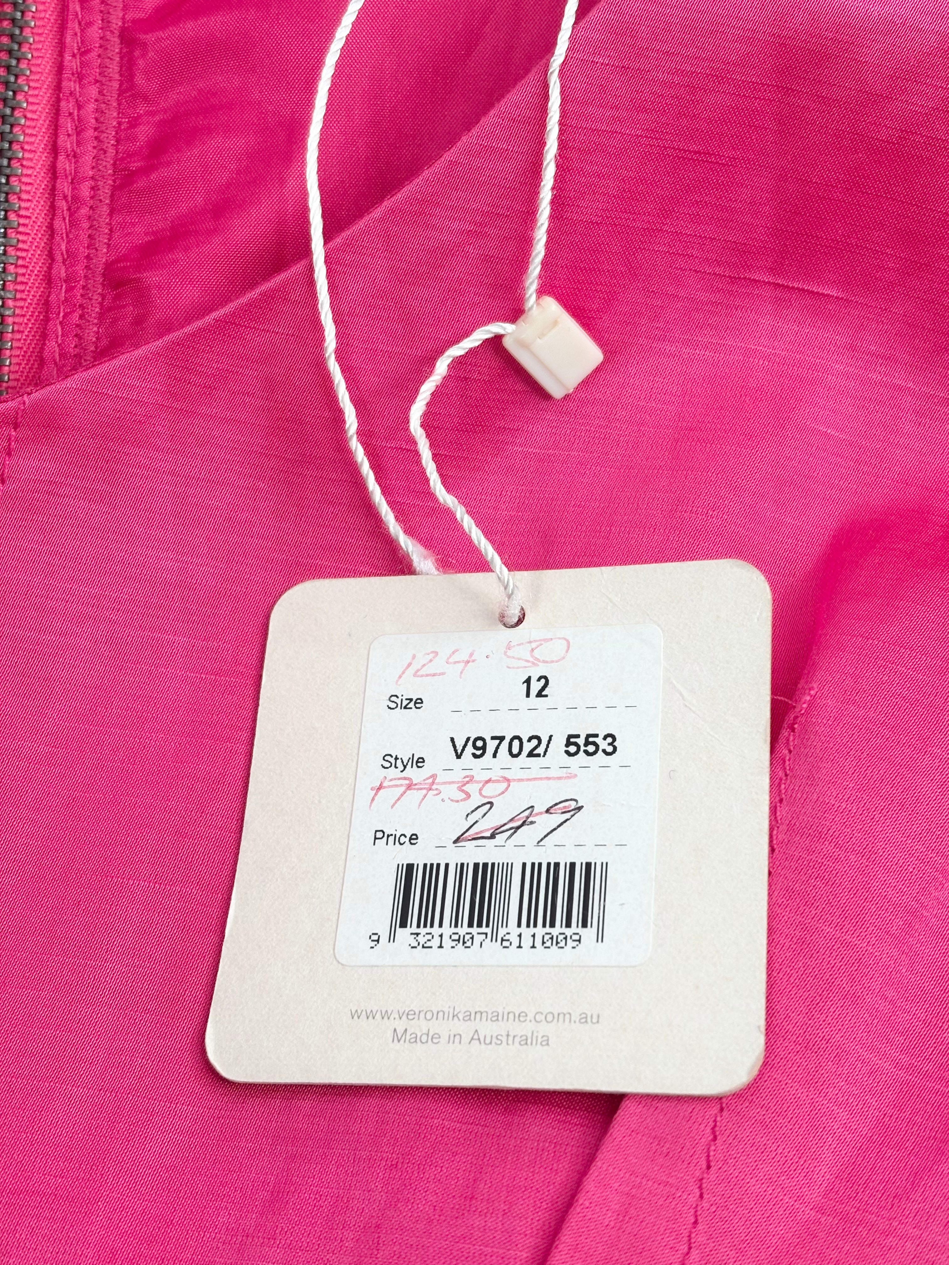 Veronika Maine Satin Magenta Sleeveless Midi Dress - AU12