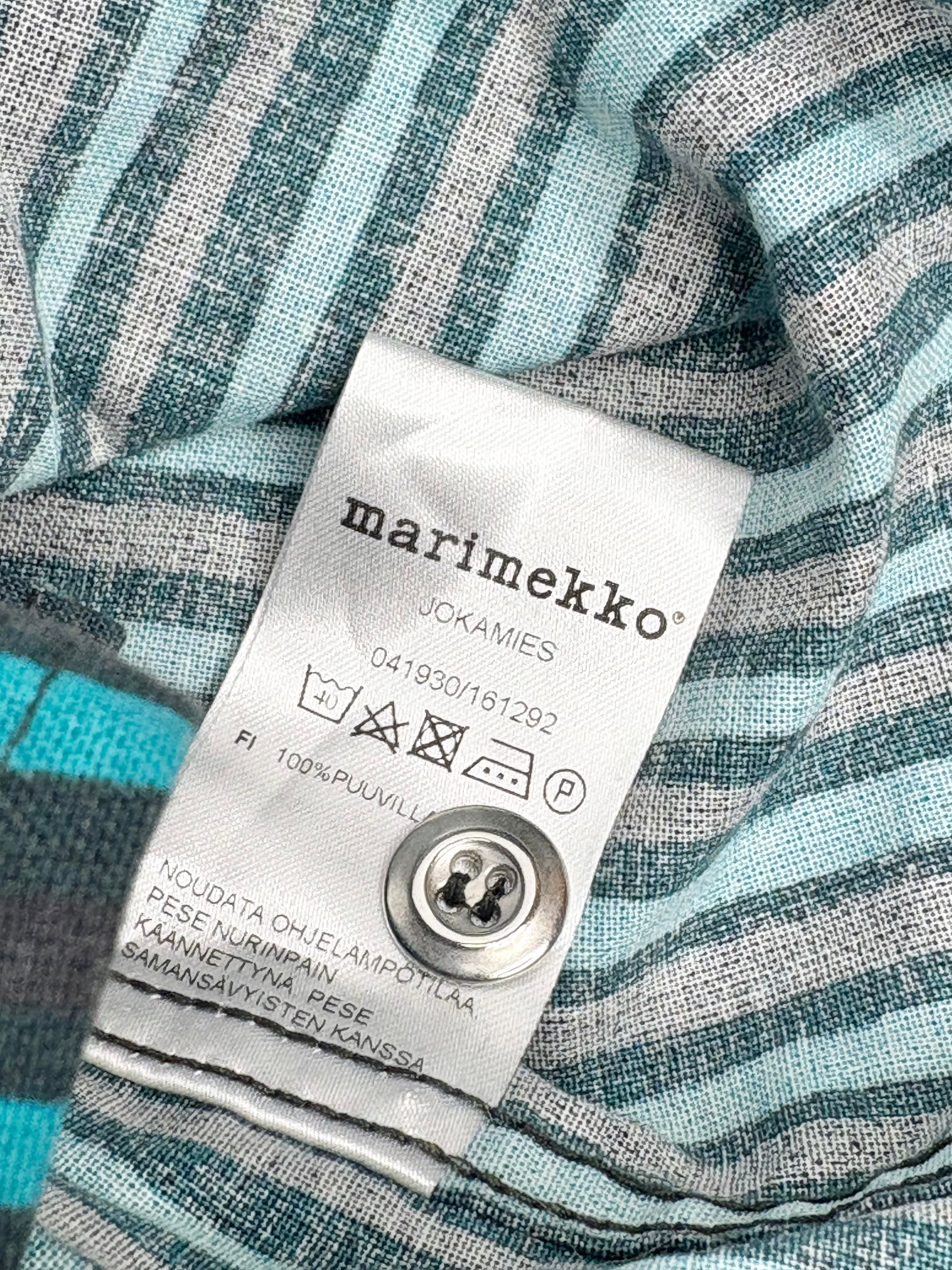 Marimekko Black & Turquoise Striped 'Jokamies' Shirt - AU8