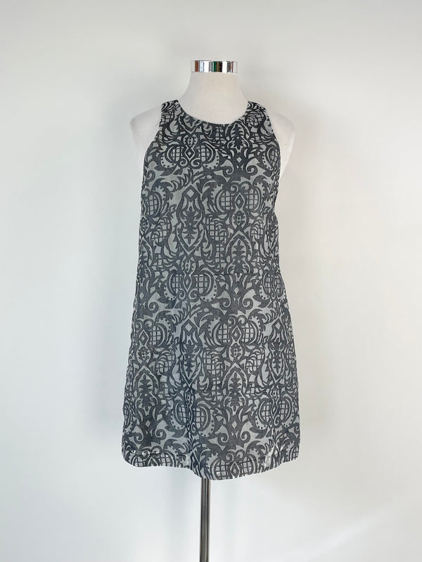 On Parks Navy Blue Textured Metallic Pattern Midi Dress - AU14