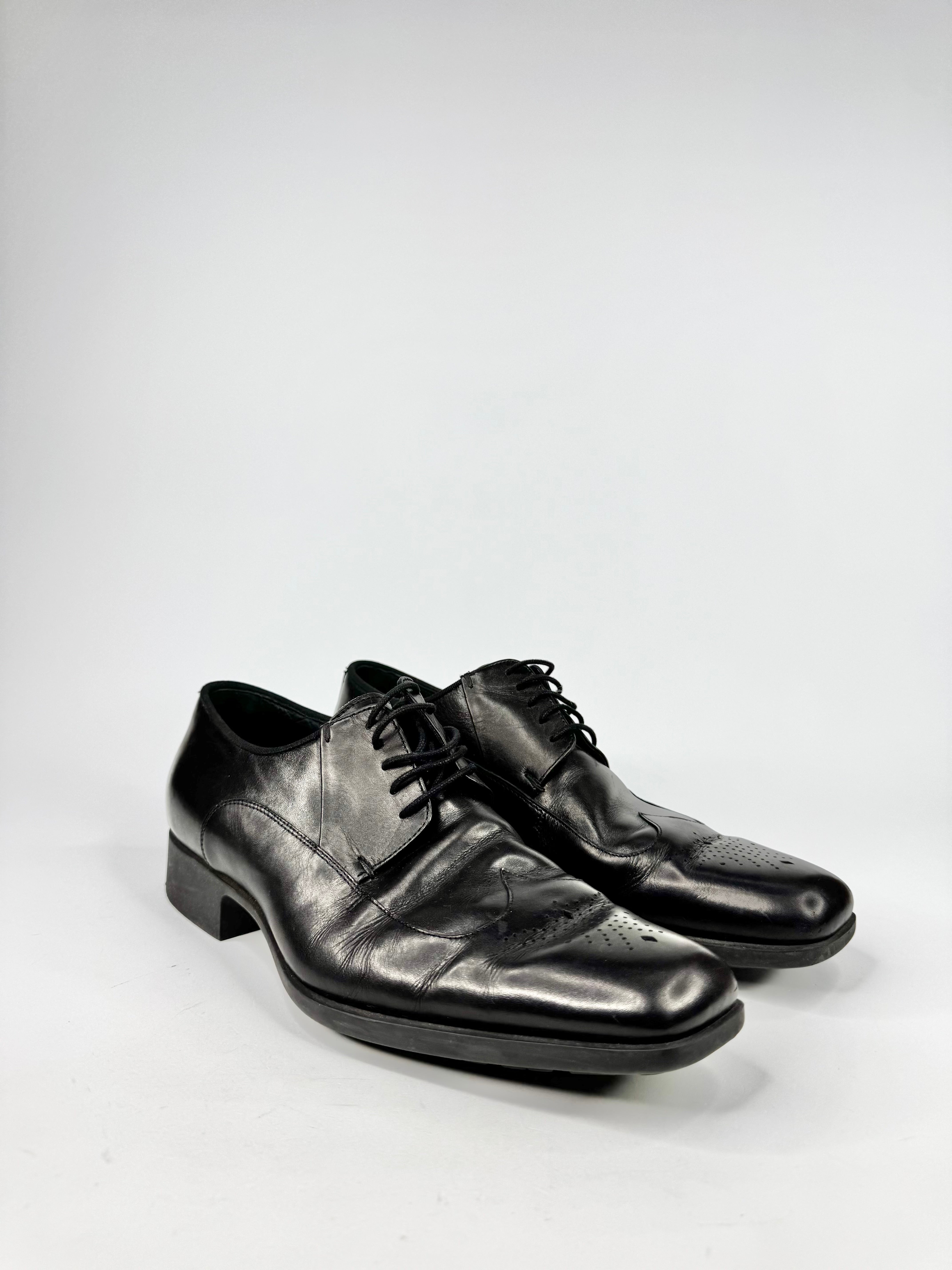 Emporio Armani Black Brogue Pattern Shoes - EU43.5