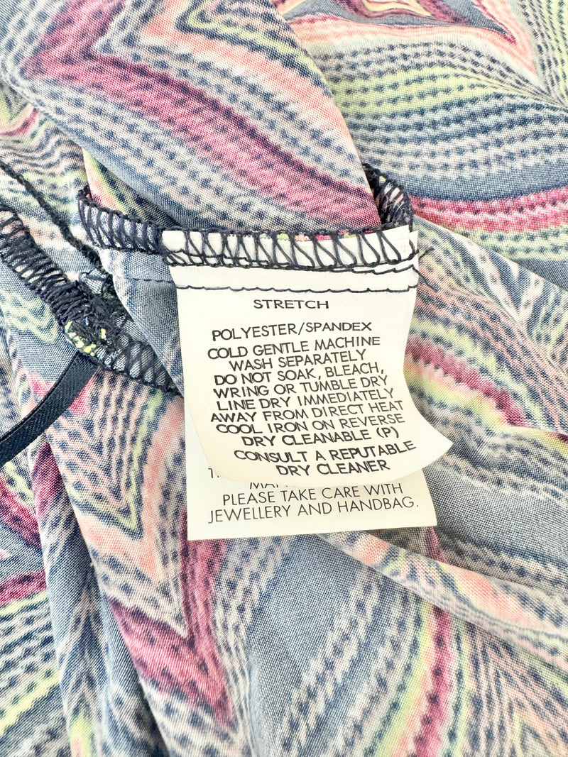 Sacha Drake Blue & Pink Chevron Pattern Wrap Dress - AU10
