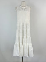 Decjuba White Ring-Pattern Tiered Maxi Dress - AU12