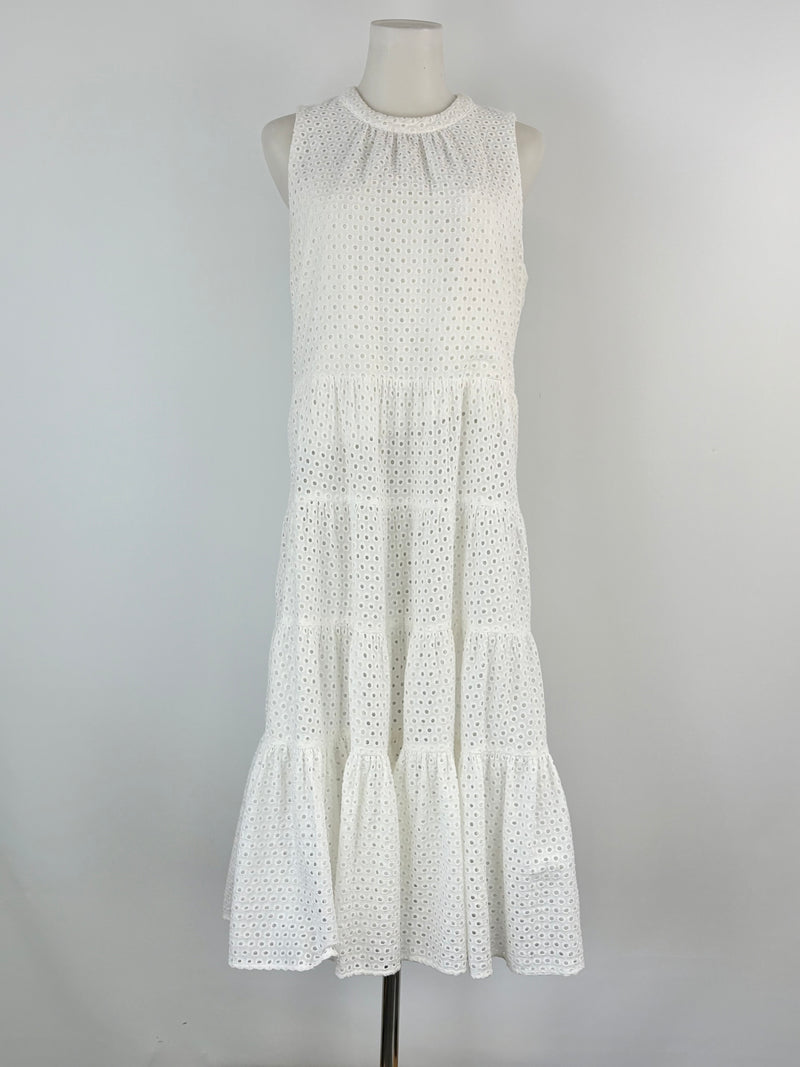 Decjuba White Ring-Pattern Tiered Maxi Dress - AU12