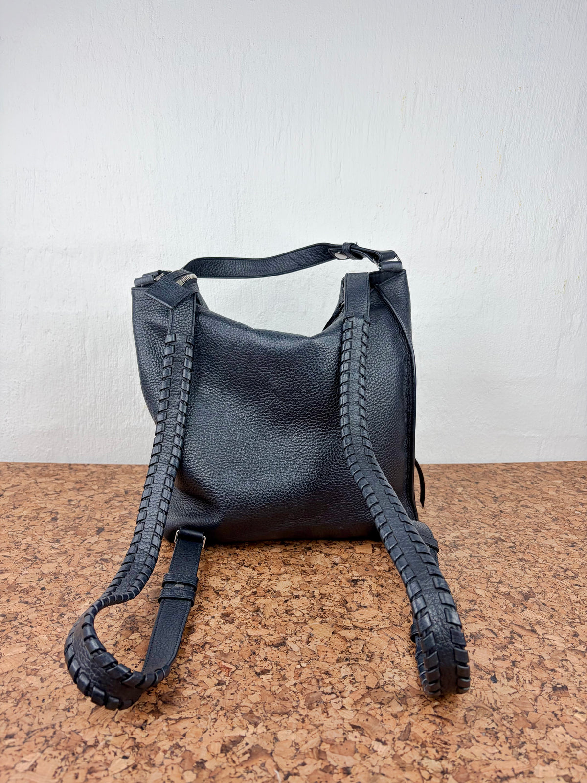 All Saints Black 'Kita' Convertible Leather Backpack