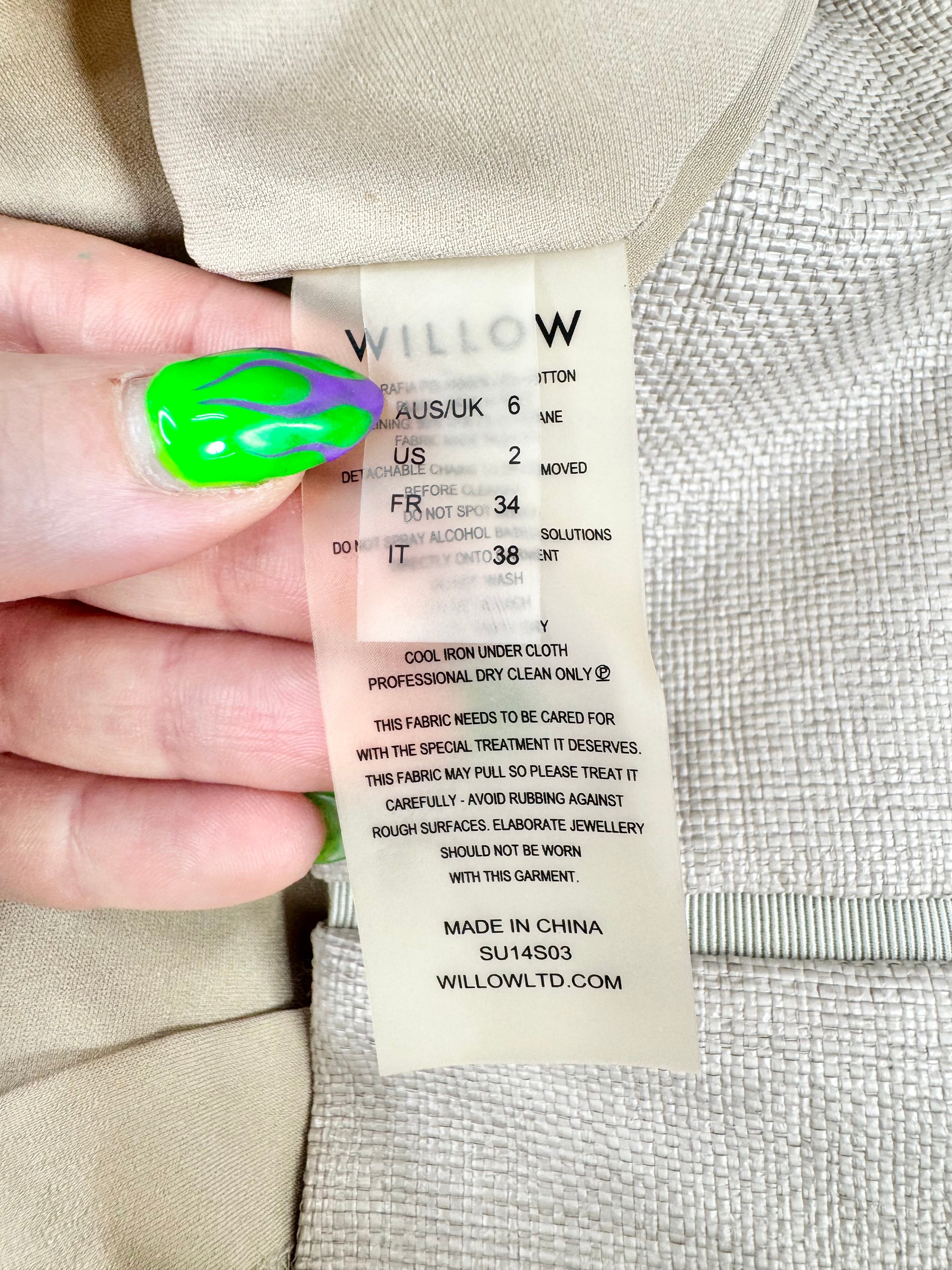 Willow Beige Raffia Silk Lined Pencil Skirt - AU6