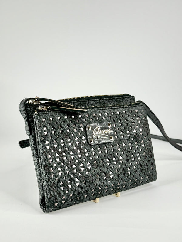 Guess Lazer Cut Grey & Silver Cross Body Bag