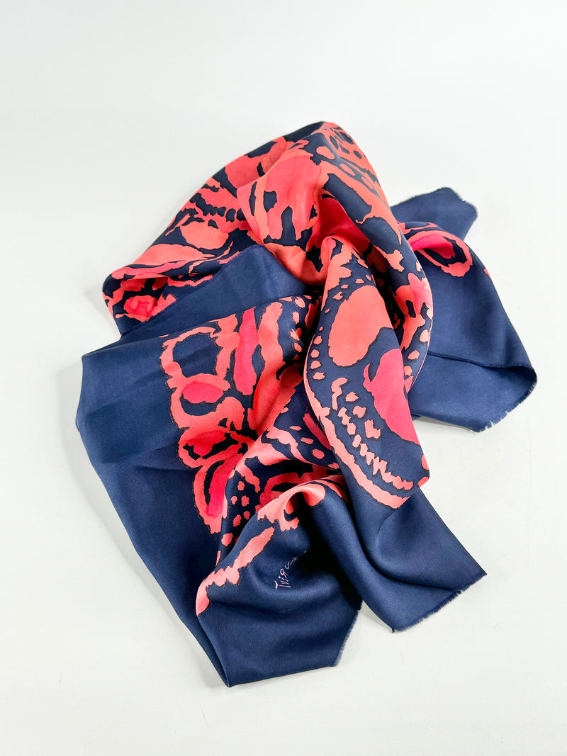 Vintage Yves Saint Laurent Laurent Blue & Red Scarf