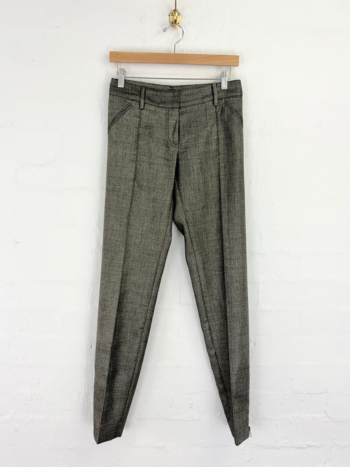 Balenciaga Metallic Grey Wool Blend Slacks - AU8/10