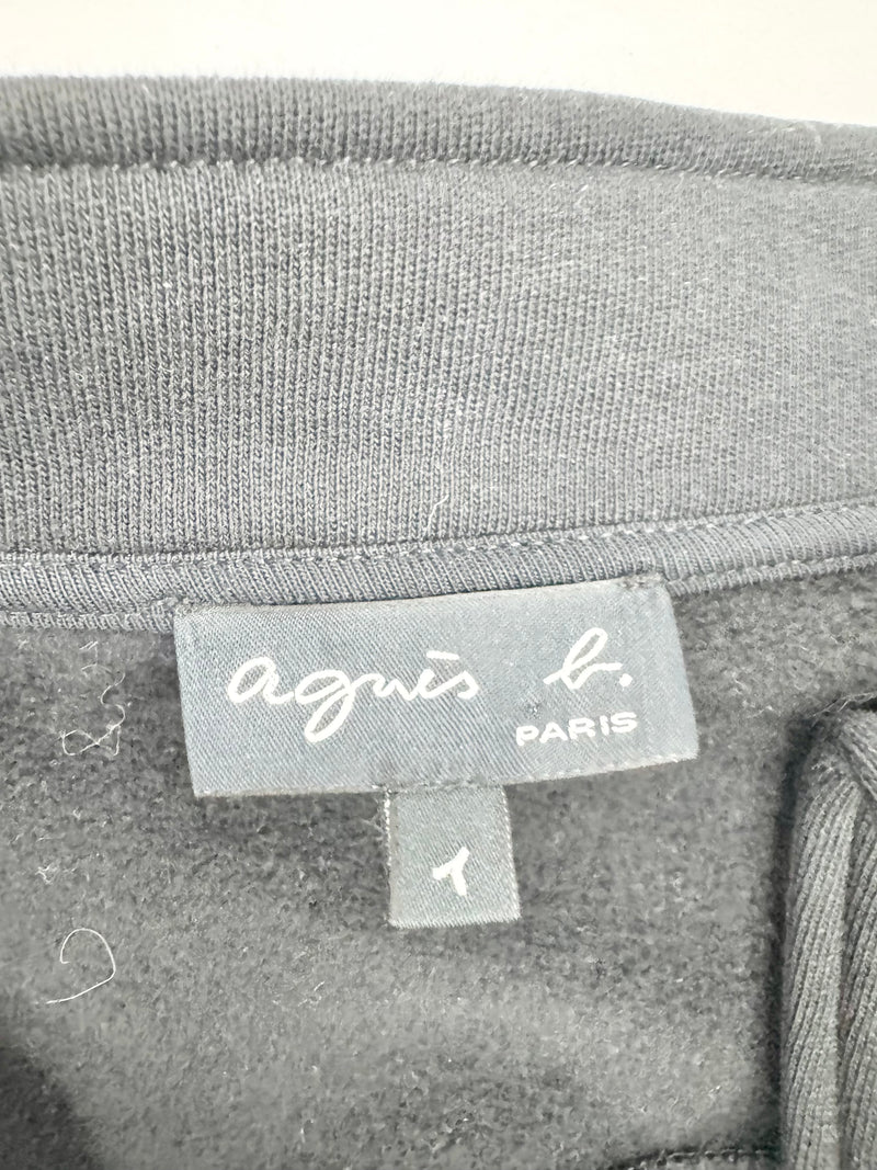 Agnès B Black Asymmetrical Buttoned Cotton Jacket - AU8/10