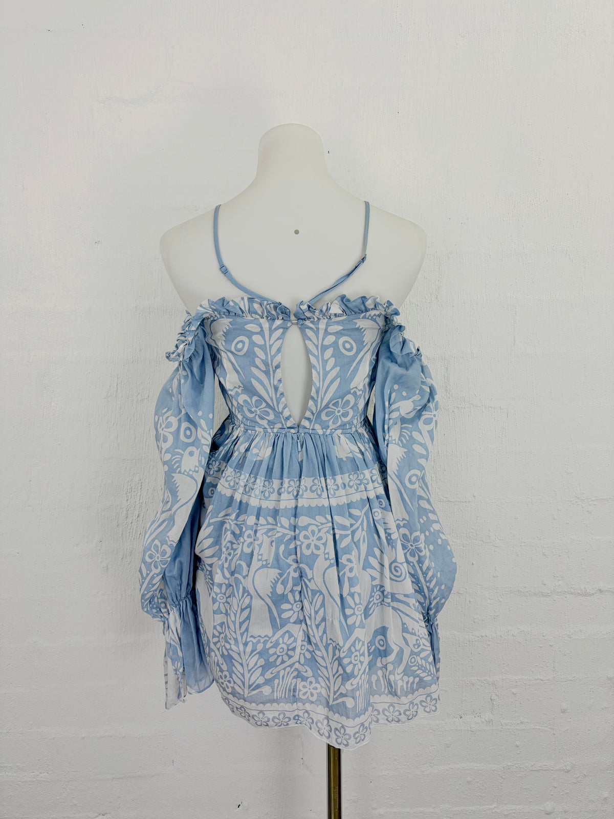 Alice McCall 'Oh Deer Me Drs' Pale Blue Floral-Patterned Cotton & Silk Mini Dress - AU6