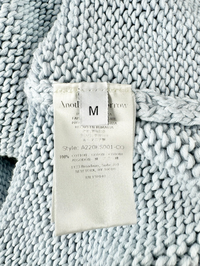 Another Tomorrow Dusty Blue Draped Knit Sweater - AU10