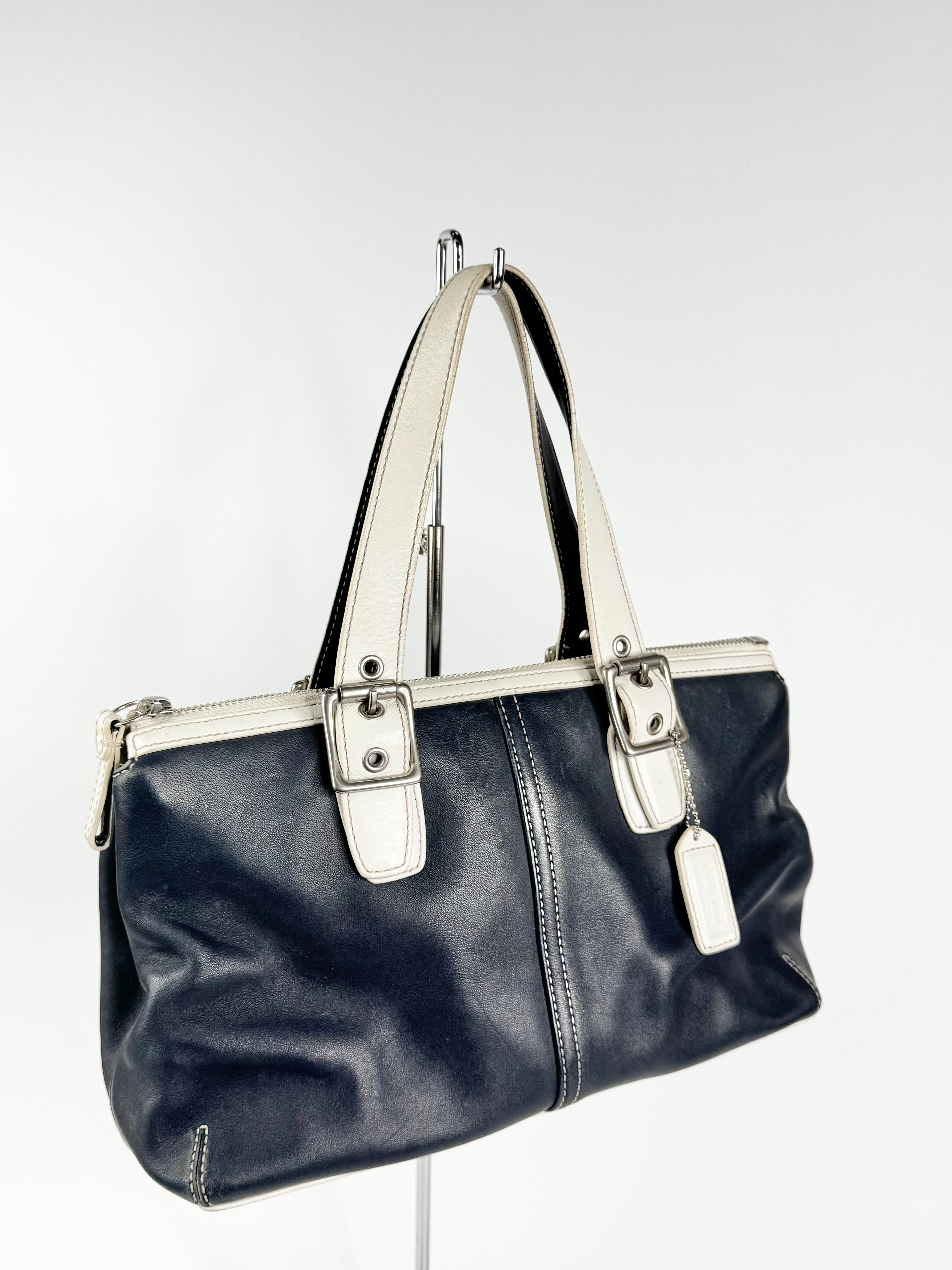 Vintage Coach Blue Black & White Shoulder Bag
