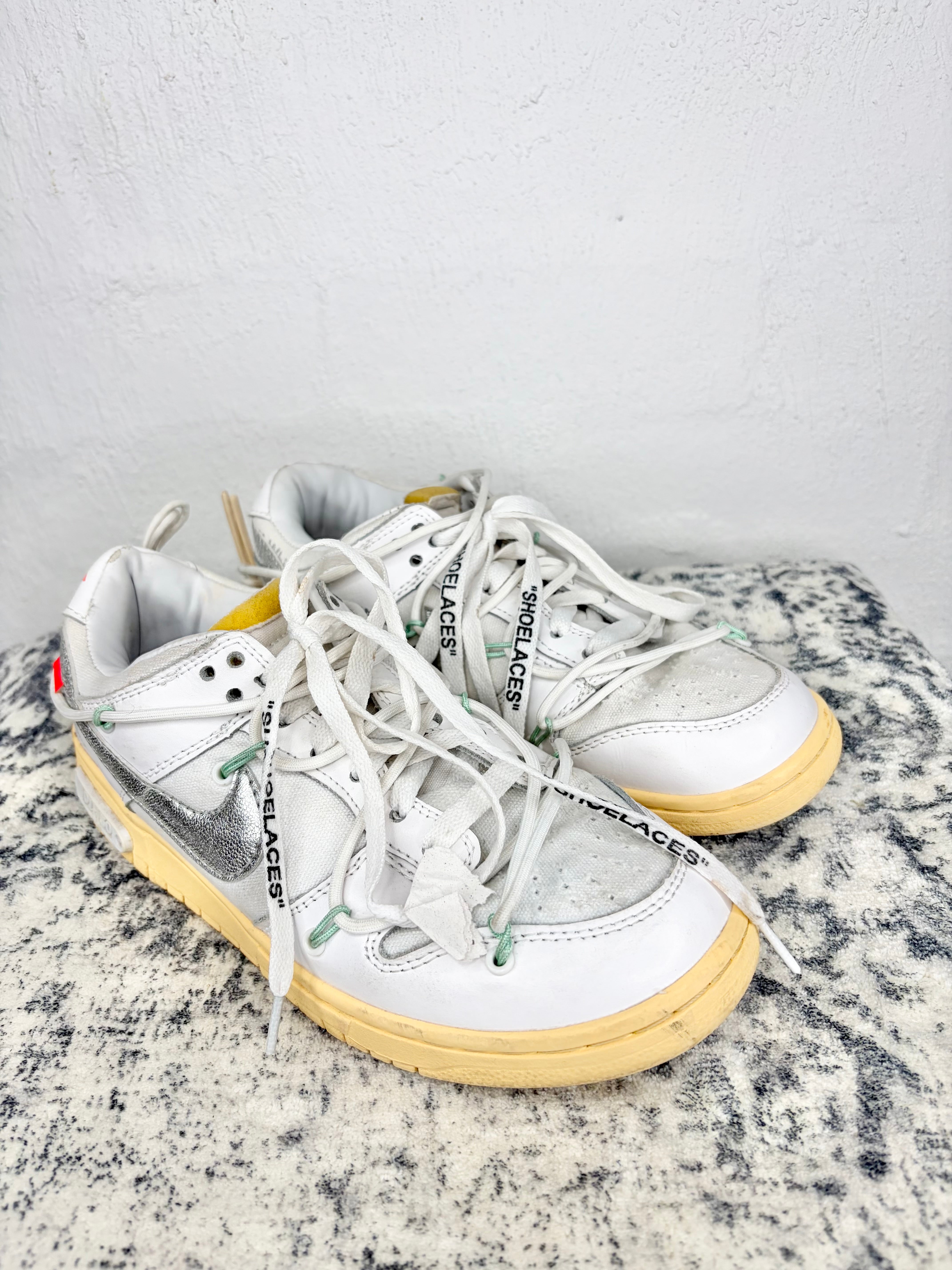 Off-White x Nike Dunk Low "01 OF 50" Tripe White Sneakers - EU41