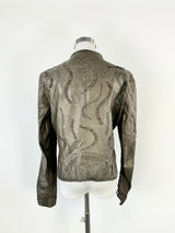 Sylvie Schimmel Lazer Cut Chocolate Leather Jacket - AU8/10